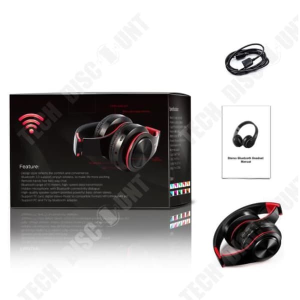 TD® Headset manliga och kvinnliga bluetooth headset present mode trådlös mikrofon infoga TF kort stereo bilateralt stereo headset svart blå