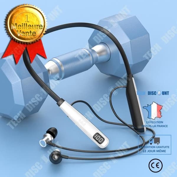 TD® White In-ear Bluetooth-hörlurar Hängande hals Sport Trådlös Lång Standby Brusreducering