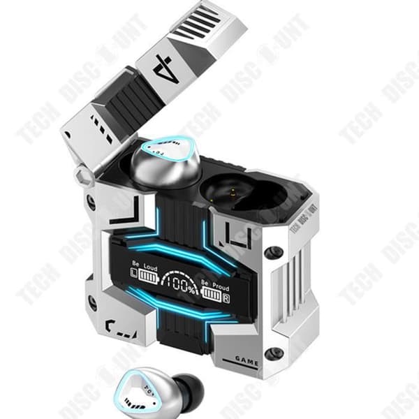 TD® Mekaniskt trådlöst Bluetooth-headset Mecha Wind Lighter Style Gaming In-Ear Dual Side Stereo Räckvidd 10m Uppladdningsbar