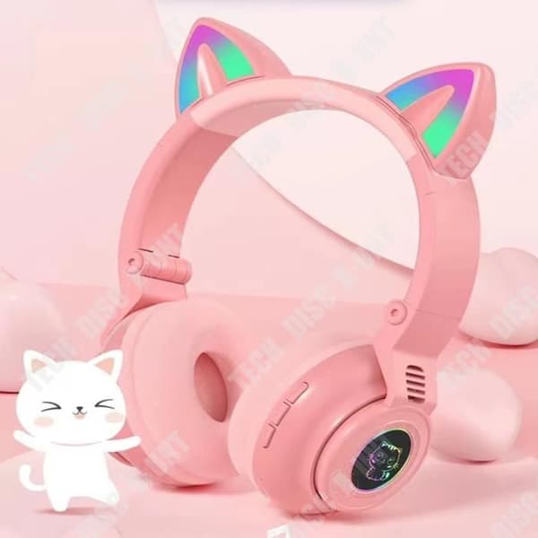 TD® Nya JST-26 bluetooth sporthörlurar söta kattöron lysande hopfällbara hörlurar stereo sporthörlurar