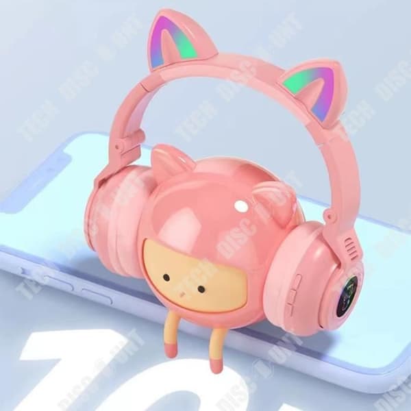 TD® Nya JST-26 bluetooth sporthörlurar söta kattöron lysande hopfällbara hörlurar stereo sporthörlurar