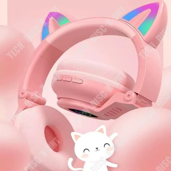 TD® Nya JST-26 bluetooth sporthörlurar söta kattöron lysande hopfällbara hörlurar stereo sporthörlurar