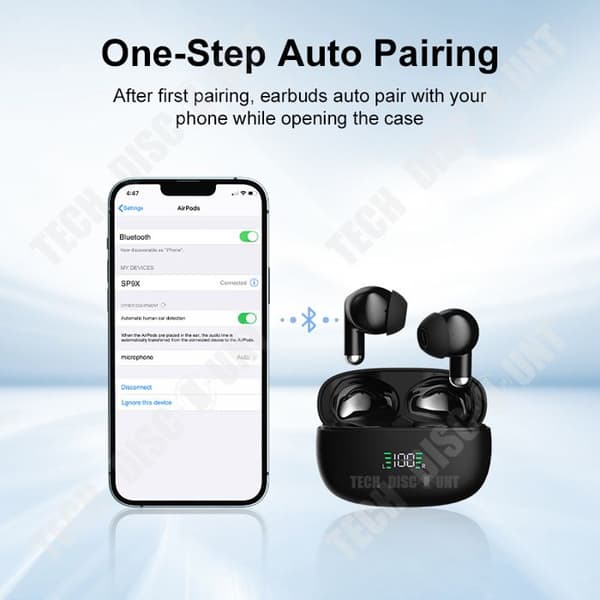 TD® SP9X Bluetooth-hörlurar Brusreducering Superlång batteritid V5.3 trådlösa in-ear-sporthörlurar