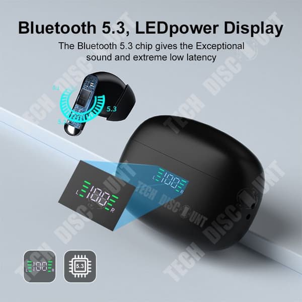 TD® SP9X Bluetooth-hörlurar Brusreducering Superlång batteritid V5.3 trådlösa in-ear-sporthörlurar