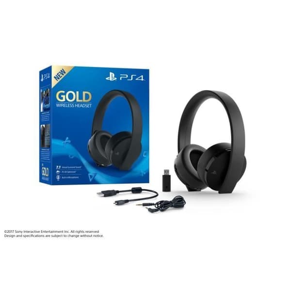 Gold Black Wireless Headset - Sony Virtual Surround Sound 7.1 för PS4 - PSVR optimerad - PlayStation Official- USED