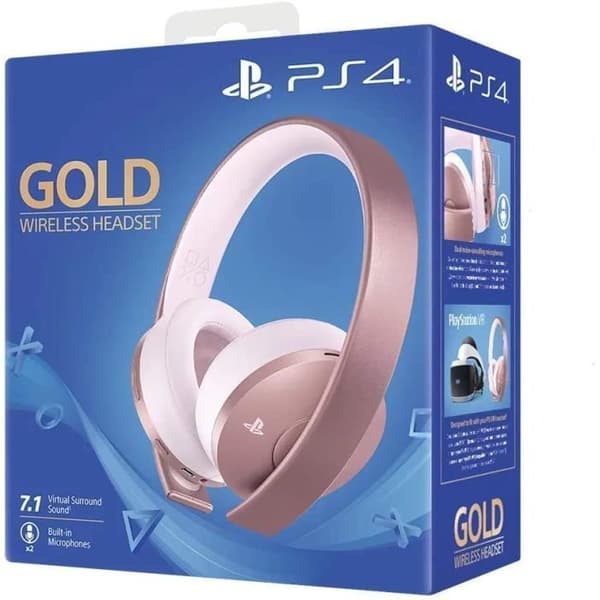 Trådlös headset-mikrofon - PlayStation - PS4 - 3D-ljud - Guldutgåva - Roséguld- USED