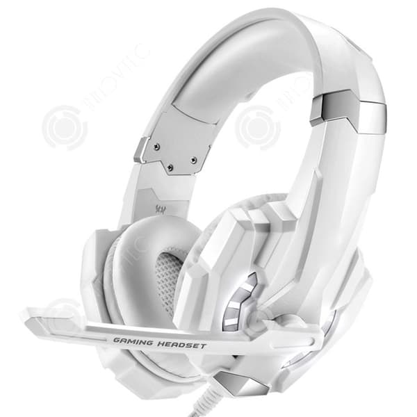 IN-EAR Trådlösa Gaminghörlurar med Mikrofon för Xbox PS4 PC Laptop, Brusreducerande, LED-ljus, Surroundbas Vit