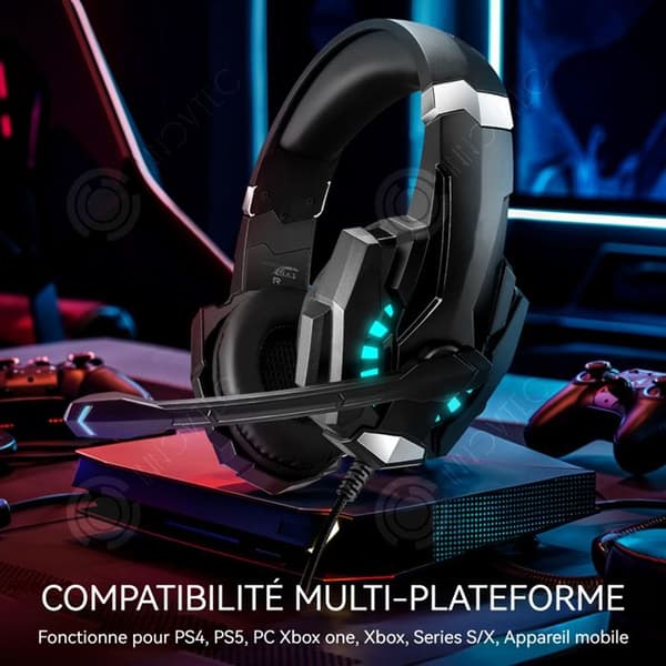 INN Gaming Headset Med Kabel LED Ljus Surround Bas med Microfon för Xbox PS4 PC Laptop Bullerreducering Svart
