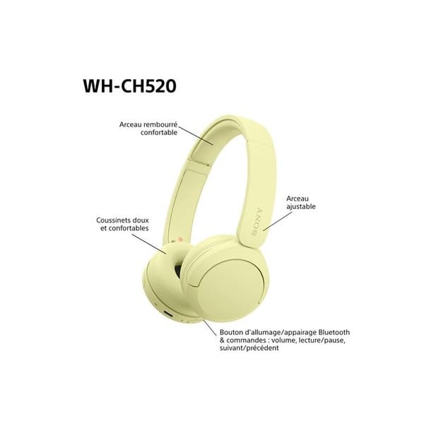 Hörlurar Sony Arceau trådlösa Bluetooth Multipoint WHCH520 Gul