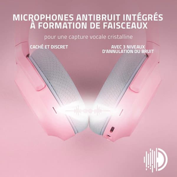 Headset med mikrofon - Razer - RZ04-03790300-R3M1 - Rosa - Trådlöst - Brusreducering
