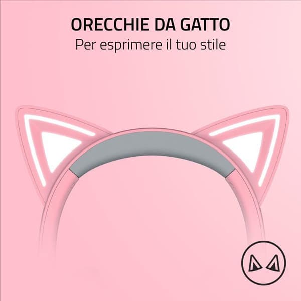 Spelhörlurar - Razer - Kraken Kitty V2 - Rosa - USB-A - Over-Ear