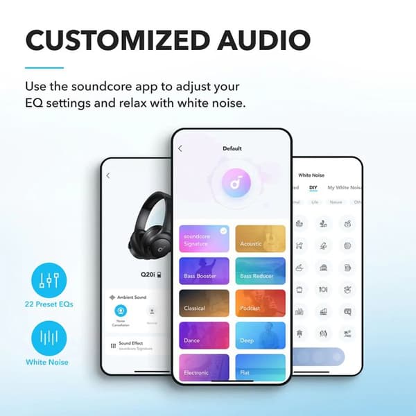 Bluetooth-hörlurar - Anker - Q20i - Aktiv brusreducering - 40 timmar - Hi-Res Audio