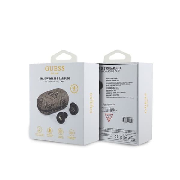 Guess Brown Wireless Bluetooth 5.3 ENC Series 4G Touch-hörlurar med laddningsfodral