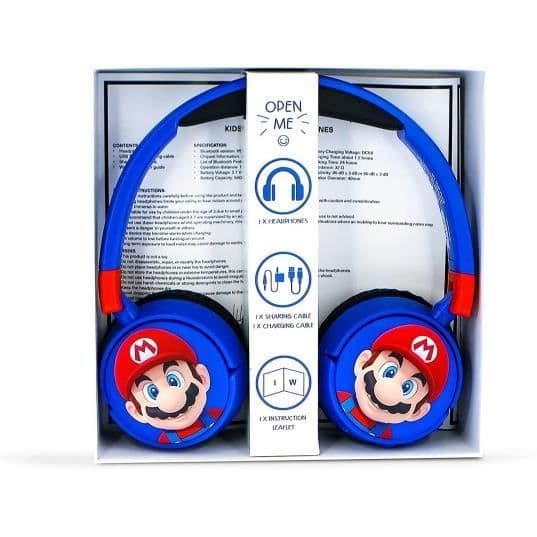 Barnhörlurar - Super Mario - Trådlösa - Bluetooth - Batteritid 24h - Justerbar volym