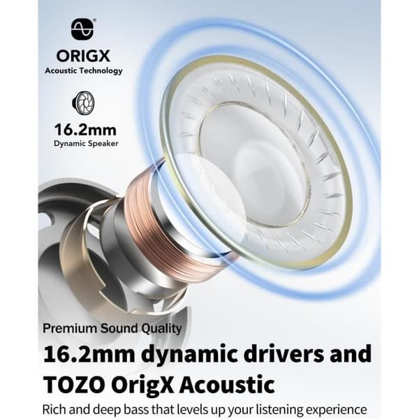 TOZO OpenReal Öppen Bluetooth 5.3 Hörlurar Trådlösa, Sport