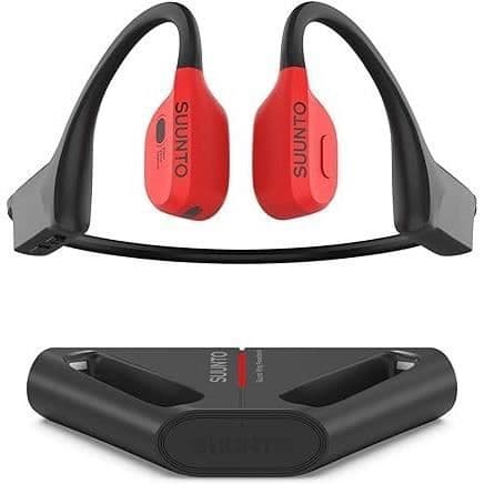 Trådlösa sporthörlurar - SUUNTO Wing - Benledning - Powerbank ingår - Röd