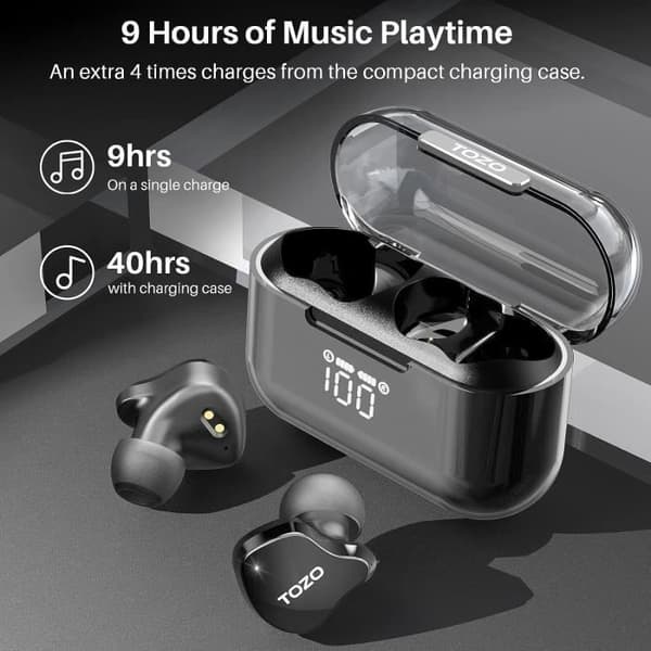 TOZO Crystal Buds Trådlösa hörlurar Bluetooth 5.3 LED Intelligent Hörlurar IPX8 Vattentåliga