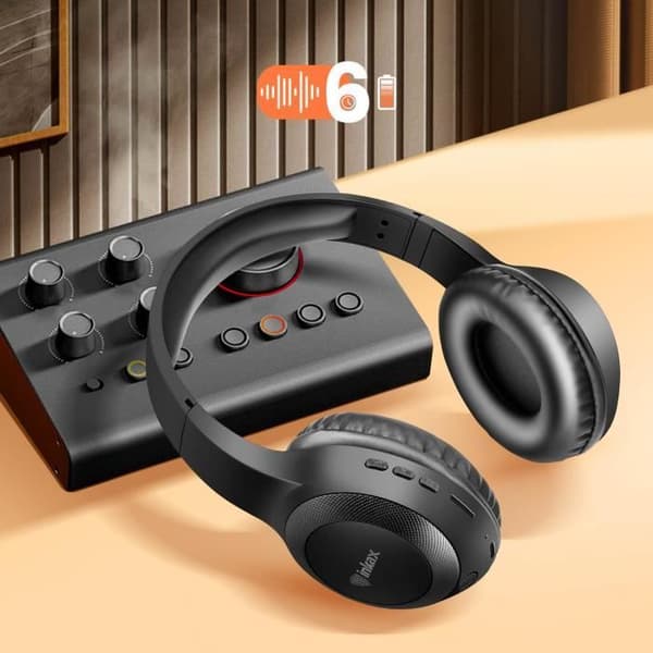 Fällbart Bluetooth-headset med inbyggd mikrofon och kontrollknappar Inkax svart
