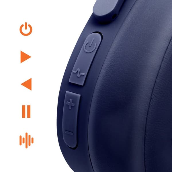 Bluetooth-hörlurar med brusreducering och mikrofon i blått