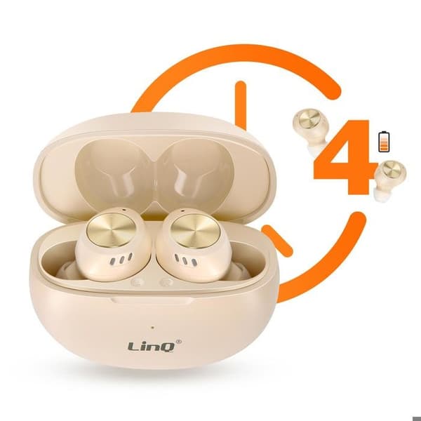 Trådlösa Bluetooth hörlurar med inbyggd mikrofon LinQ Beige