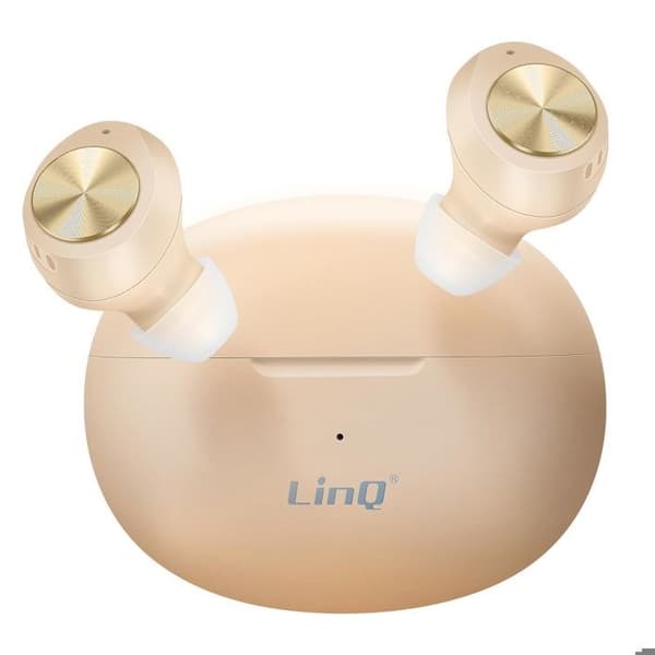 Trådlösa Bluetooth hörlurar med inbyggd mikrofon LinQ Beige