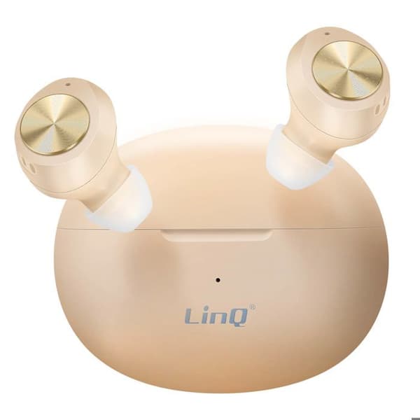 Trådlösa Bluetooth hörlurar med inbyggd mikrofon LinQ Beige