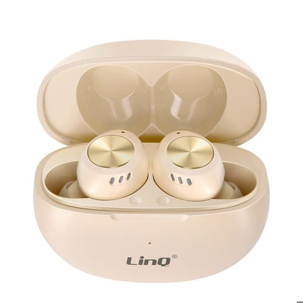 Trådlösa Bluetooth hörlurar med inbyggd mikrofon LinQ Beige
