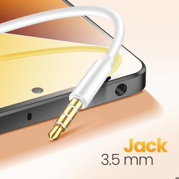 Inkax Vita Hörlurar med 3,5 mm Jack och Inbyggd Kontaktsknapp Vit