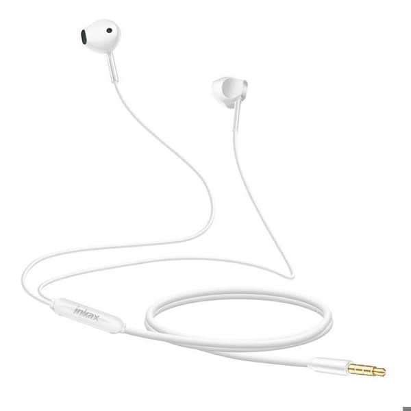 Inkax Vita Hörlurar med 3,5 mm Jack och Inbyggd Kontaktsknapp Vit