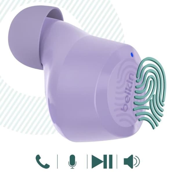 Trådlösa hörlurar Bluetooth 5.2 med touchkontroller och dubbla mikrofoner Belkin Lavendel