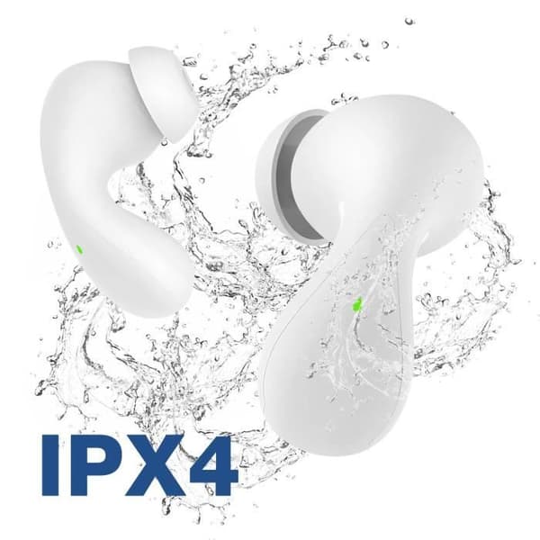Vattentåliga trådlösa in-ear-hörlurar IPX4 med laddningsetui Blue Star Vit
