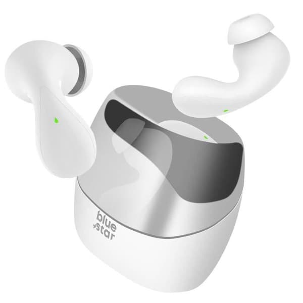 Vattentåliga trådlösa in-ear-hörlurar IPX4 med laddningsetui Blue Star Vit