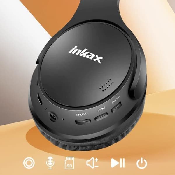 Fällbara Bluetooth-h hörlurar med inbyggd mikrofon Inkax svart