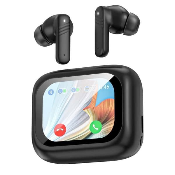 Bluetooth ANC-hörlurar med vattentåligt IPX5-fodral svart