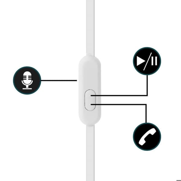 In-ear stereo hörlurar med fjärrkontroll 3.5mm jack vit Akashi