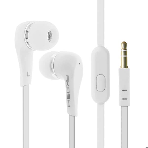 In-ear stereo hörlurar med fjärrkontroll 3.5mm jack vit Akashi