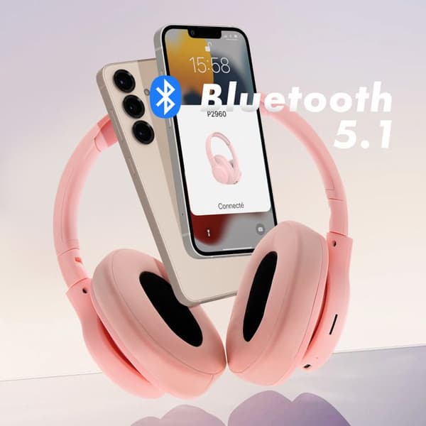Trådlösa Sporthörlurar Bluetooth med 8 timmars batteritid i puderrosa