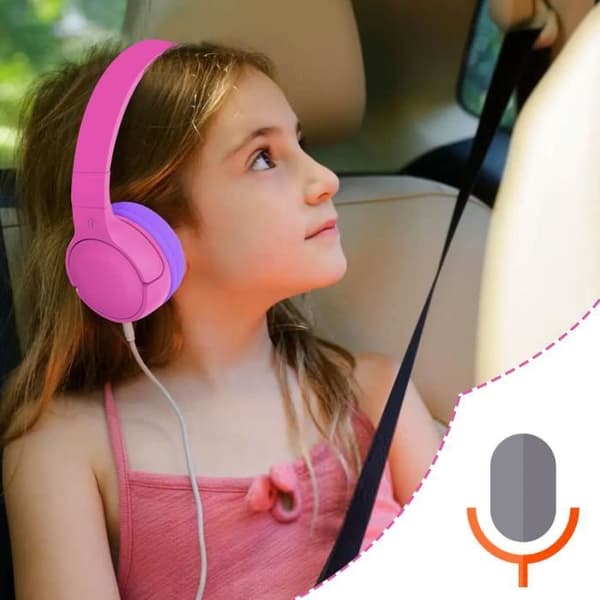 Bluetooth 5.1 hörlurar för barn Autonomy 8h hopfällbara Akashi rosa/lila