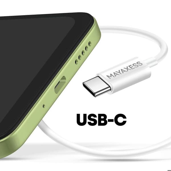 USB C Trådade Hörlurar med Inbyggd Kontrollknapp Mayaxess Vit