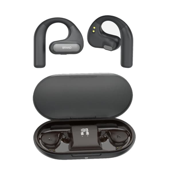 Bluetooth-hörlurar, aktiv brusreducering, bekväm öronkrokdesign,svart