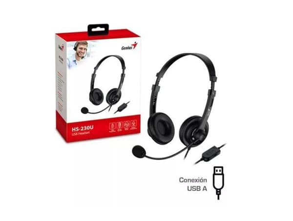 Diadema Genius Hs-230u Control de Volumen USB Centro de Llamadas