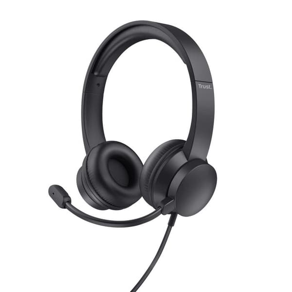 TRUST HS-150 hörlurar svarta - Kabelansluten - Volym - Circumaural - 3,5 mm uttag