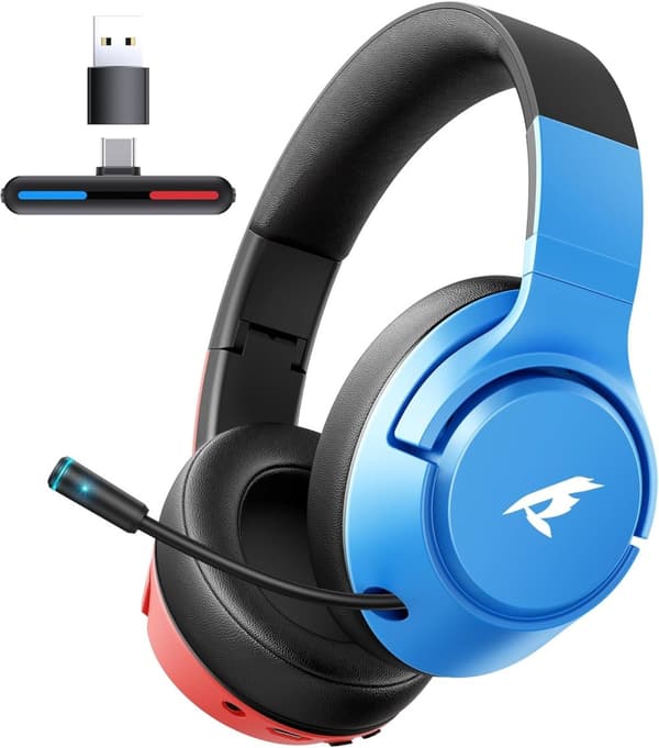 Langaton 2.4GHz/Bluetooth 5.4 -pelikuulokemikrofoni, melunvaimennuksella – 40h akku, USB-C, yhteensopiva Switchin, PS5:n ja PC:n kanssa