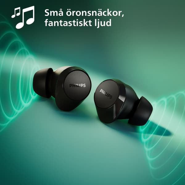 Philips TAT1209BK Ægte Trådløse In-Ear Bluetooth Hovedtelefoner Naturlig Lyd med Dynamisk Bas, Klare Opkald og Lommestørrelse Opladningsetui - Sort
