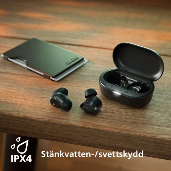Philips TAT1209BK Ægte Trådløse In-Ear Bluetooth Hovedtelefoner Naturlig Lyd med Dynamisk Bas, Klare Opkald og Lommestørrelse Opladningsetui - Sort