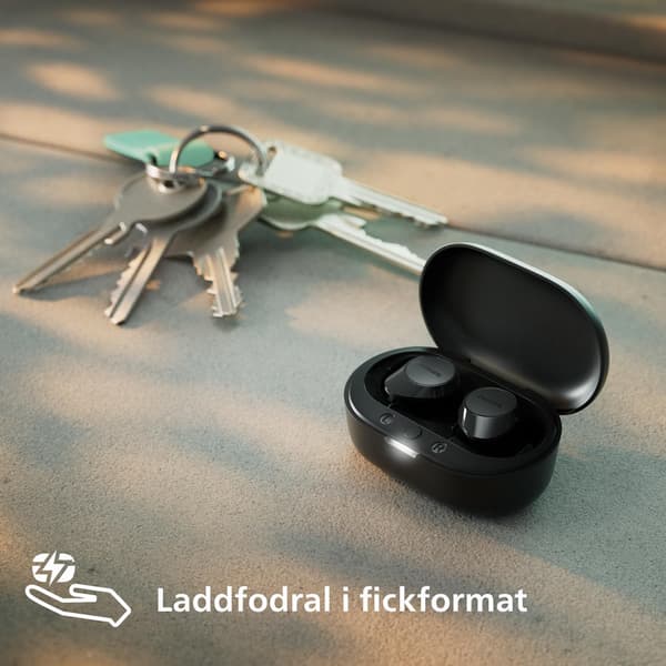 Philips TAT1209BK Ægte Trådløse In-Ear Bluetooth Hovedtelefoner Naturlig Lyd med Dynamisk Bas, Klare Opkald og Lommestørrelse Opladningsetui - Sort