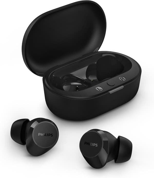 Philips TAT1209BK Ægte Trådløse In-Ear Bluetooth Hovedtelefoner Naturlig Lyd med Dynamisk Bas, Klare Opkald og Lommestørrelse Opladningsetui - Sort