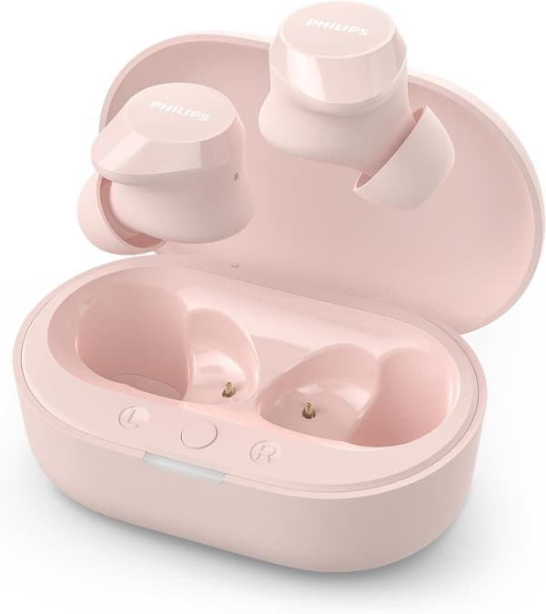 Philips TAT1209BK Ægte Trådløse In-Ear Bluetooth Hovedtelefoner Naturlig Lyd med Dynamisk Bas, Klare Opkald og Lommestørrelse Opladningsetui - Pink