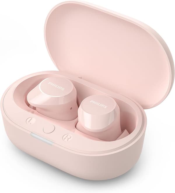 Philips TAT1209BK Ægte Trådløse In-Ear Bluetooth Hovedtelefoner Naturlig Lyd med Dynamisk Bas, Klare Opkald og Lommestørrelse Opladningsetui - Pink