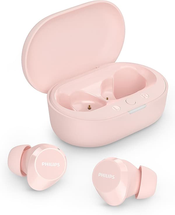 Philips TAT1209BK Ægte Trådløse In-Ear Bluetooth Hovedtelefoner Naturlig Lyd med Dynamisk Bas, Klare Opkald og Lommestørrelse Opladningsetui - Pink